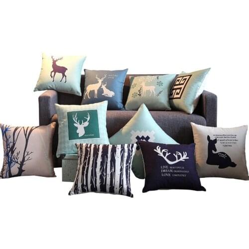 Cushion cover with pillow case thickened cotton hemp sofa office car fashion deer soft and comfortable home decorative 45*45