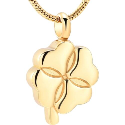 Four Leaf Clover Memorial Urn Necklace Stainless Steel Keepsake Cremation Pendant Jewelry for Ashes