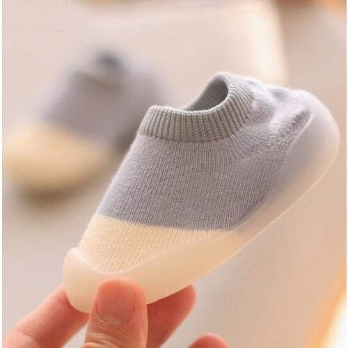 Baby First Shoes Unisex Toddler Walker Boys Girls Kids Rubber Soft Sole Floor Shoes Knit Booties Anti-Slip