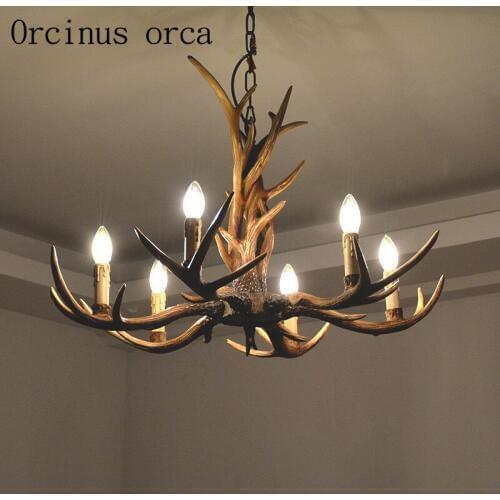Europe Country 9 Head Candle Antler Chandelier American Retro Resin Deer Horn Lamps Home Decoration Lighting E14 110-240V