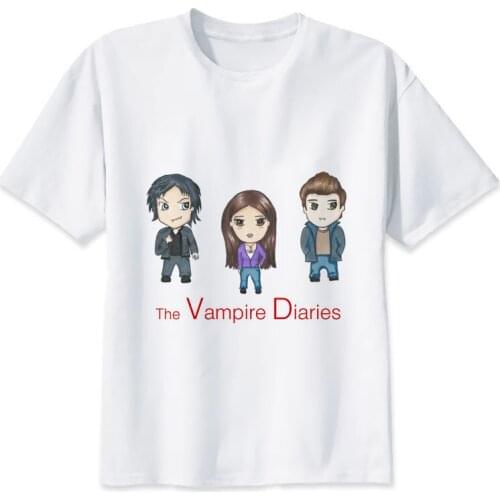 Vampire diaries t shirt Men anime T-Shirt Men Tops boy Short Sleeve t-shirt top Tee Clothes MR2626