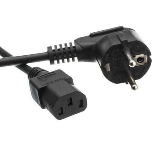 1.2 Meter 90-degree European EU AC Power Cord Cable Plug for Computer/Monitor, Euro plug or CEE 7/7 To IEC 60320 C13 - Black