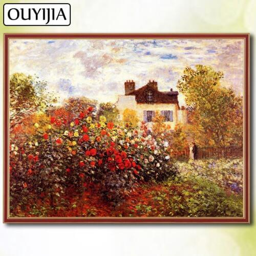 Claude Monet 5D DIY Diamond Famous Painting OUYIJIA Landscape Flowers Embroidery Painting Picture Of Rhinestone Diamond Mosaic