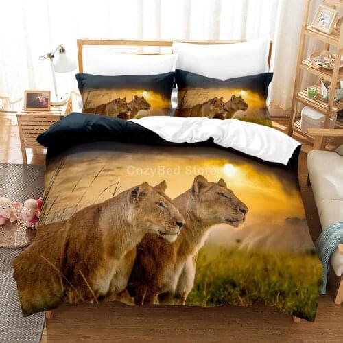 Animal Lion Sunset Bedding Set Modern 3d Duvet Cover Set Comforter Bed Linen Twin Queen King Single Size Kids Adult Gift Scenery