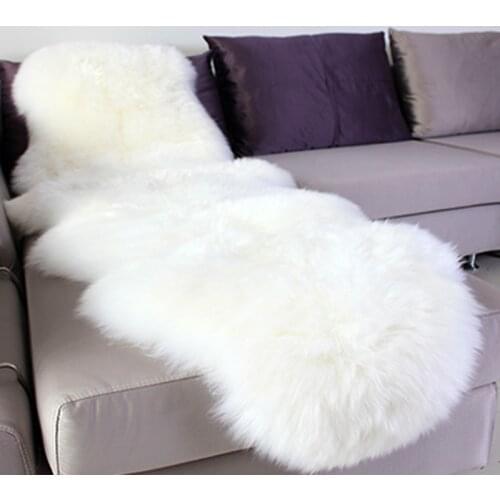 Artificial Sheepskin Rug Chair Cover Pad Carpet Area Rugs For Bedroom Faux Fur Blanket Throw 65x180cm Christmas
