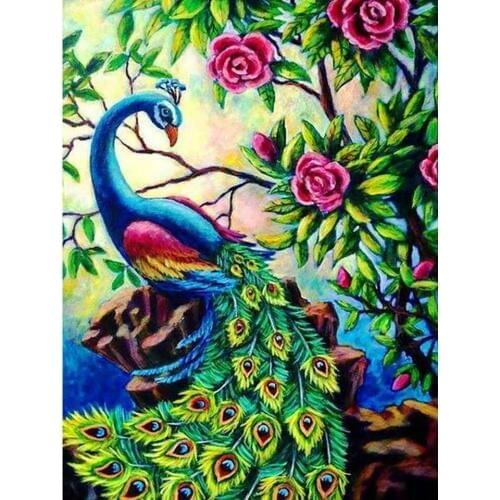 LaoJieYuan 5d Diamond Painting Animals Peacock DIY Diamond Embroidery Full Drill Square Rhinestone Mosaic Painting