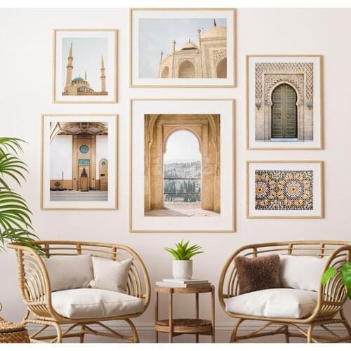 Mohammad Al Amin Mosque Taj Mahal Boho Posters Canvas Painting Wall Art Print Picture for Living Room Interior Home Decoration