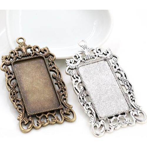 New Fashion 5pcs 19x38mm Inner Size 2 Colors Rectangle Cabochon Base Charms Pendant,Fit 19*38mm Square Glass Cabochons