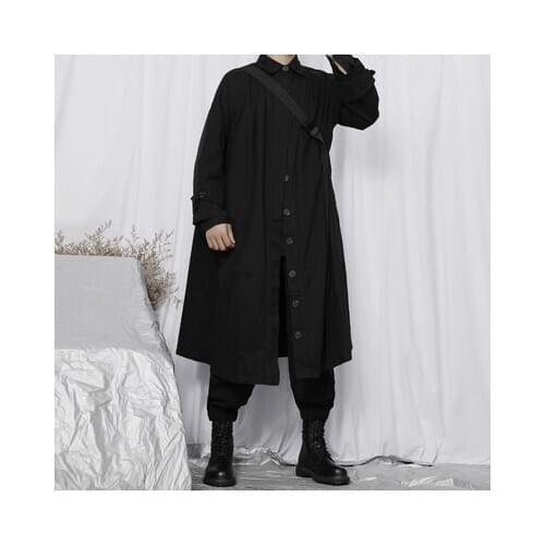 New windbreaker male long coat neutral Japanese dark loose over the knee windbreaker coat