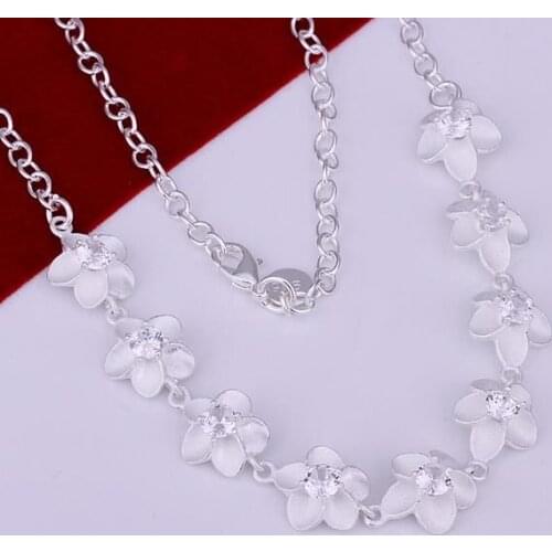N149 925 Hot Selling silver Necklace, 925 silver Pendant fashion jewelry Inlaid Plum Flower Necklace /ahuaizba ahyaizfa