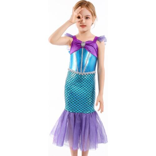 Girl Princess Fish Dress Kids Halloween Costume For Baby Girls Dress Up Sets Birthday Party Children Cosplay Clothing