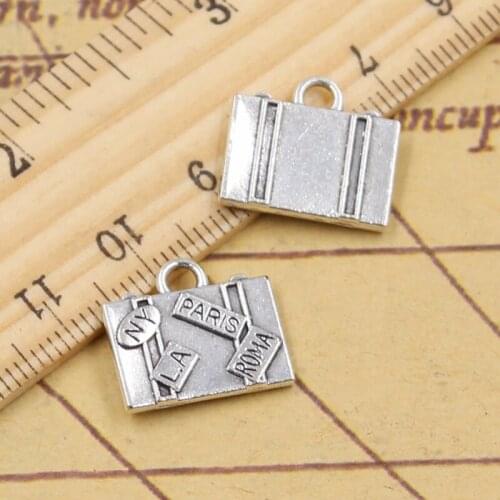 20pcs Charms Travel Bags New York Paris Roma LA 15x16mm Tibetan Silver Pendants Antique Jewelry Making DIY Handmade Craft