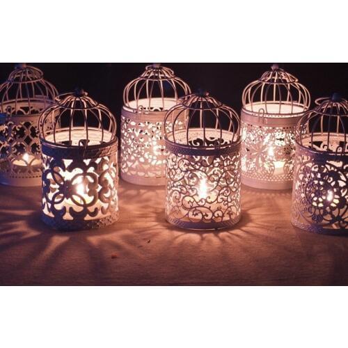 Hollow Holder Candlestick Tealight Hanging Lantern Bird Cage Vintage Wrought New