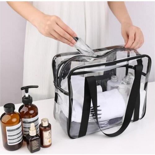 Transparent pvc Fashion Handbag Storage Bag Travel Large-capacity Portable Wash Storage Bag Ultifunctional Cosmetic Bag