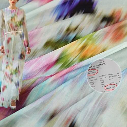 Red Raspberry Italy Digital Printed Jacquard Satin Chiffon Silk Fabrics Garment Materials Women Dress DIY Clothes Freeshipping