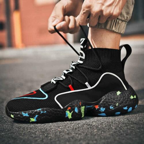 High Top Mens Sports Shoes Big Size Men Sneakers Slip-on Sport Shoe Men Brands Mesh Running Tennis Man Thick Bottom Trainers V3