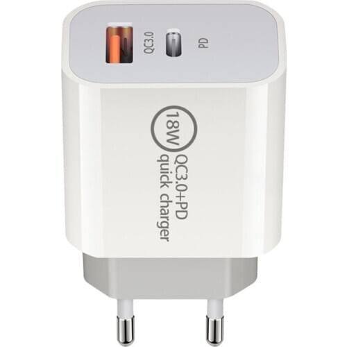 18W PD QC 3.0 Dual USB Charger Quick Charge EU US EU AU Plug For IPhone X 8 Plus Note 9 10 Power Delivery Mobile Phone Adapter