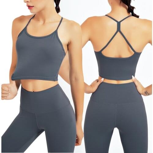 Ladies seamless set cross sling bra sports suit fitness yoga workout clothes suit outdoor tight running suitgymsetwomenleggings