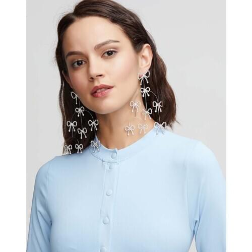 Newest bow fashion Earrings Short video Hot money Best Sellers copper geometry Rhinestone korean charm Womens earrings