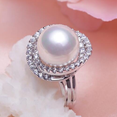 Women Gift word 925 Sterling real [bright pearl] Nanyang pearl black pearl ring, S925 wedding