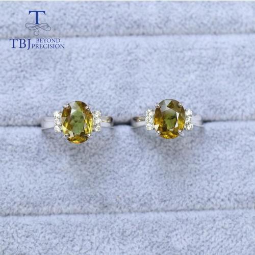 Sphene ring Natural gemstone oval 9*11mm 925 sterling silver simple design fine jewelry for women nice Christmas gift
