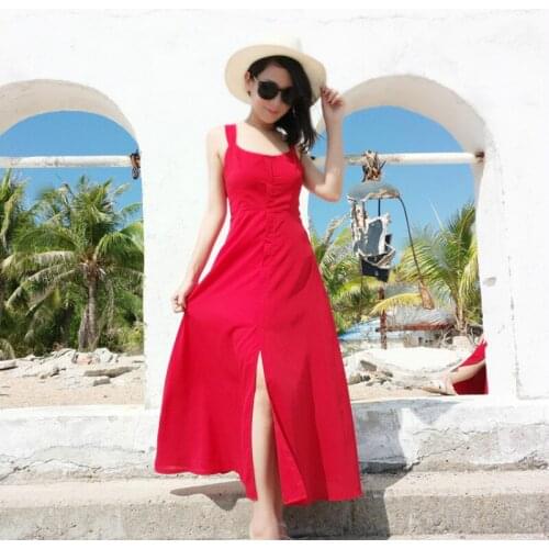 Women Beach Dress Family Matching Mother Daughter Clothes Back Hollow with Bow Party Dress Kids Girls Dress Family Outfits CA999