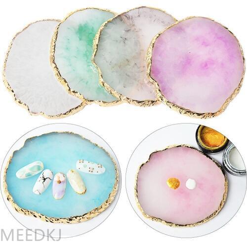 1pcs Nail Palette Resin Agate Nail Paint Palette Nail Display Board Tool