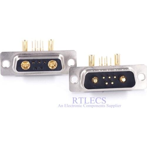 1 piece High Current 30 Amp Hybrid D-Sub Connector 7w2 Male Female 5+2 Power Mixed Contact Right Angle Through Holes PCB
