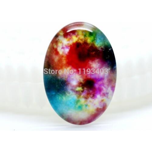 10pcs 18X25mm 30X40mm Oval Glass beads already glued on the image base setting-(Star bright)-(HPGC-8218)