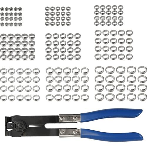 180PCS Ear Stepless Hose Clamps 304 Stainless Steel Sngle Hose Crimping Tool Clip Clamp Pliers Water Pipe Clamp