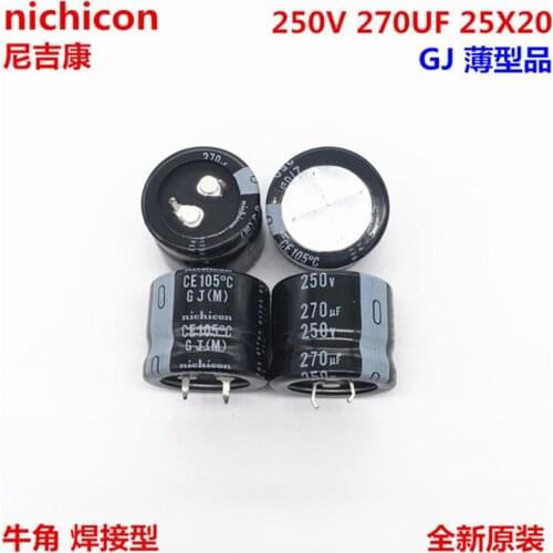 2PCS/10PCS 270uf 250v Nichicon GJ 25x20mm 250V270uF Snap-in PSU Capacitor