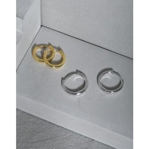 5mm-12mm 100% Authentic 925 Sterling silver Polished Circle Lucky round hoop Huggie earrings buckle Jewelry C-EB103