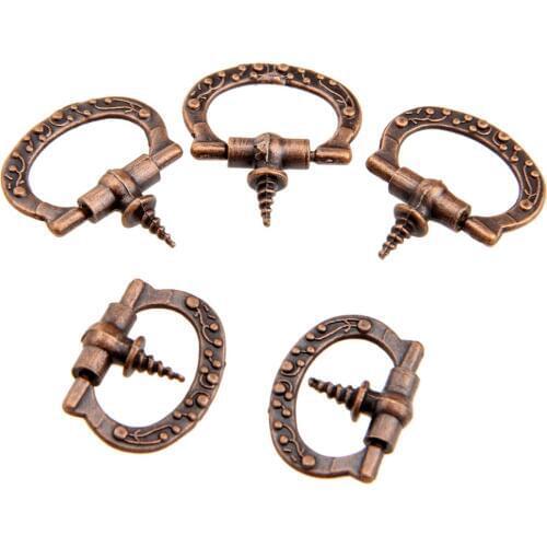 5Pcs Antique Furniture Handle Cabinet Knobs and Handles Retro Kitchen Knobs Drawer Cupboard Pull Door Handles Furniture Fittings