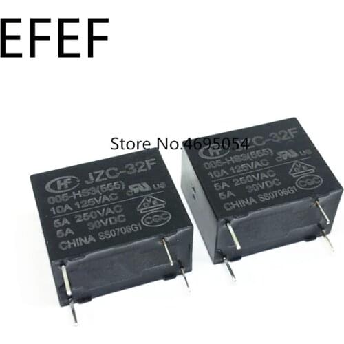 50PCS/lot Power relays HF32F JZC-32F-005-HS3 JZC-32F-009-HS3 JZC-32F-012-HS3 JZC-32F-024-HS3 5A 250VAC 4PIN