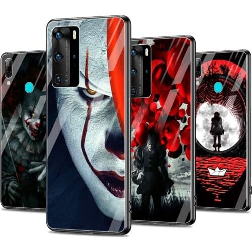 Phone Cases For Huawei P30 P40 P20 P10 Lite Pro Plus 5G P Smart 2019 2020 2021 Glass Silicon Fundas Cover Pennywise Clown Horror