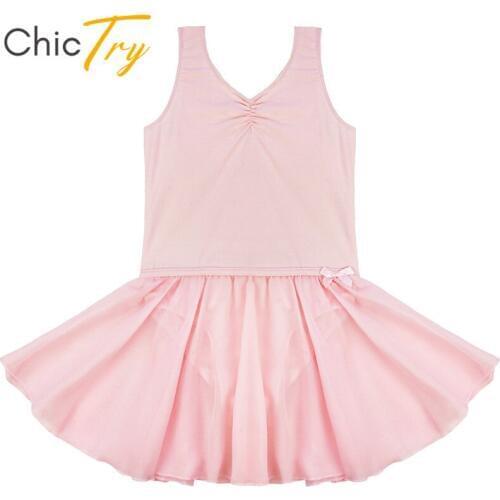 ChicTry Kids Teens Sleeveless Ballet Leotard Girls Ballet Tutu Dress Gymnastics Leotard Bodysuit Children Stage Dance Costume