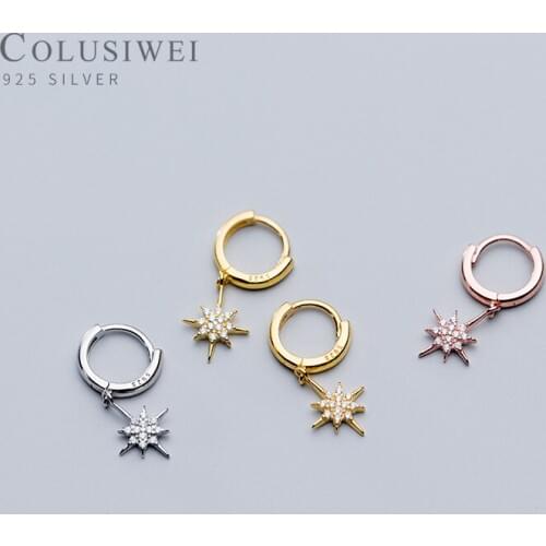Colusiwei Bright Stars Luxury Earrings Female Statement Wedding Engagement Jewelry Clear CZ 925 Sterling Silver Bijoux Gifts