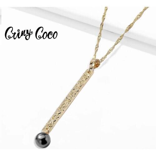 Cring Coco Hawaiian Necklaces for Women Geometric Long Chain Elegant Pendant Choker on the Neck for Anniversary Trendy Jelwelry