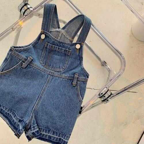 Toddler Kids Denim Overalls 2021 Summer New Baby Boys Girls Casual Loose Jeans Jumpsuits 2-7 Y Childrens Short Overalls Pants