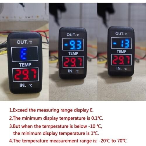 Car Interior and Exterior Temperature Display Dual Temperature Sensor for Toyota Camry Corolla Yaris RAV4 Land Cruiser