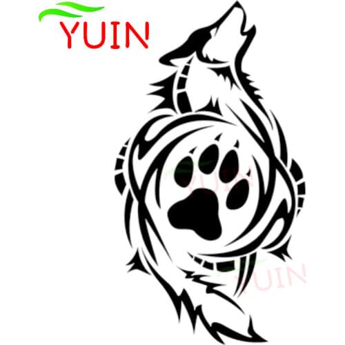 Tribal Wolf Paw Printed Car Sticker Classic Decorative Personality PVC Waterproof Sunscreen Decal Black/White/Red/Laser/Silver
