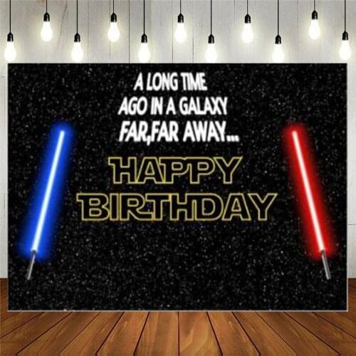 Galaxy Birthday Background Star Black Sky Universe Photography Backdrop Kids Boy Party Supplies Blue Red Lightsaber Decoration
