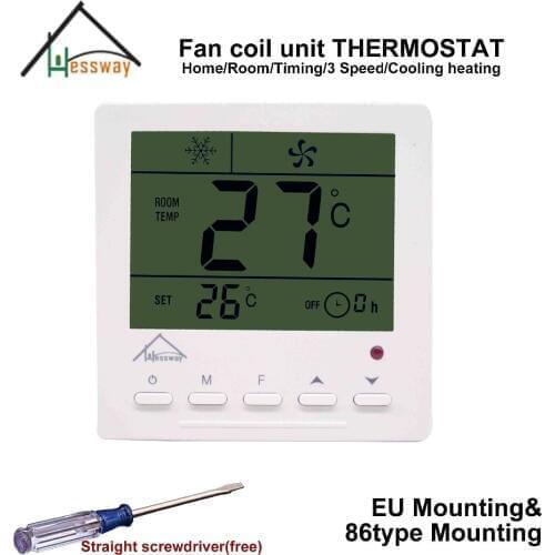 HESSWAY Simple cheap EU 86MM mount remote control room thermostat temperature switch for cooling heating
