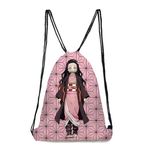 Anime Demon Slayer Kimetsu No Yaiba Kamado Tanjirou Nezuko Zenitsu Bunchy Pocket Bag Backpack Cosplay Prop Gift for Children