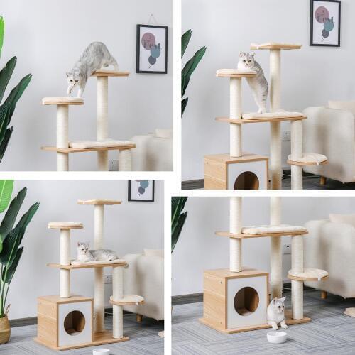 Fast Shipping Pet Cat Tree Tower Toy Scratching Posts for Cat Wood Climbing Tree Jumping Cat Furniture Cat House Condo Nest