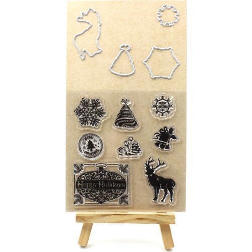 KSCRAFT Merry Chritmas Transparent Clear Silicone Stamp And Cutting Dies Set for DIY scrapbooking/photo album Decorative