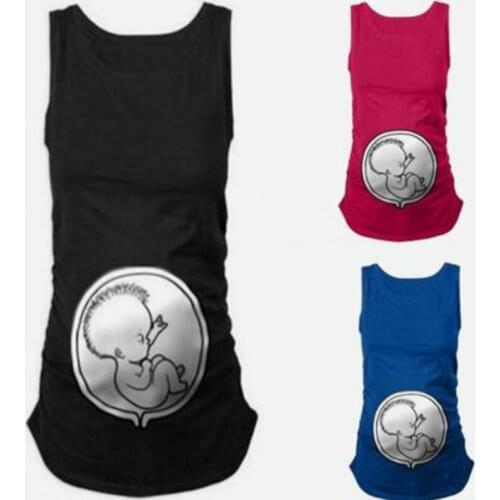 Summer Pregnancy Tshirt Size S-XXL Maternity Cute Vest Baby Print O-Neck Sleeveless T-Shirt Women Pregnant Clothes Funny Top Tee