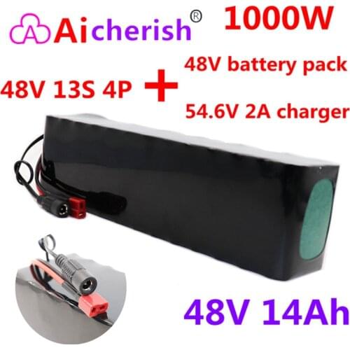 Batterij 48V 14A Fiets 1000W Lithium 13S4P Battery Pack Ebike Battery 48v Lithium Ion bateria 48v