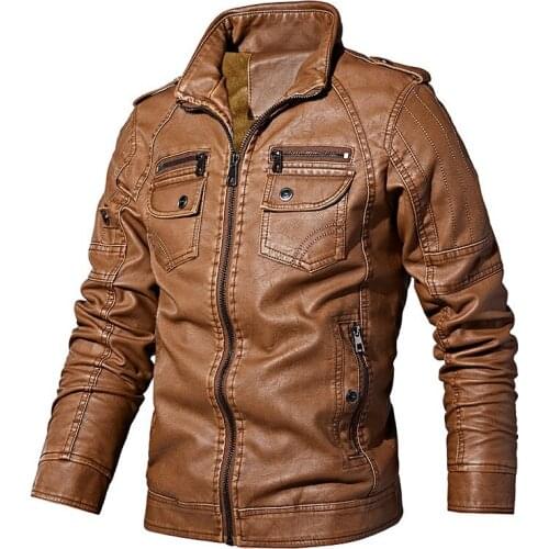 Men Leather Jacket Nice Winter Warm Fleece Velvet Coat Leisure Men Jacket Casual Windbreaker Motorcycle Faux PU Leather Jackets