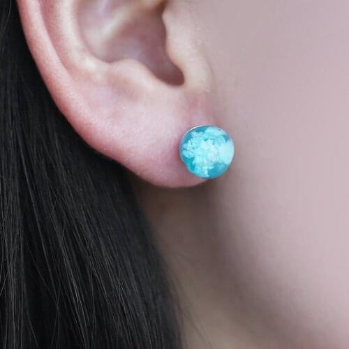 New Creative Transparent Blue Sky White Cloud Resin Stud Earring for Women Resin Round Ball Ear Stud Fashion Jewelry Party Gift